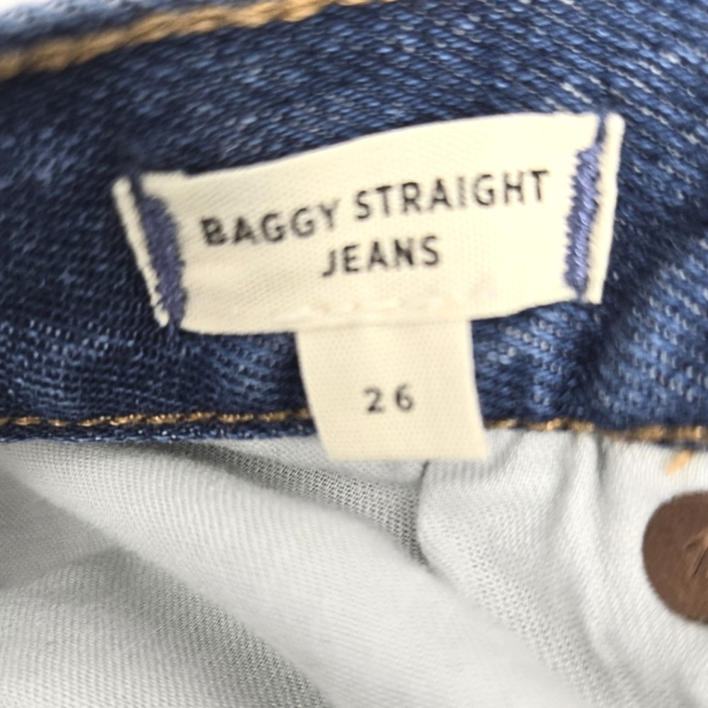 Madewell Baggy‎ Straight Jeans Cropped Raw Hem 24 X 27 - Picture 6 of 16